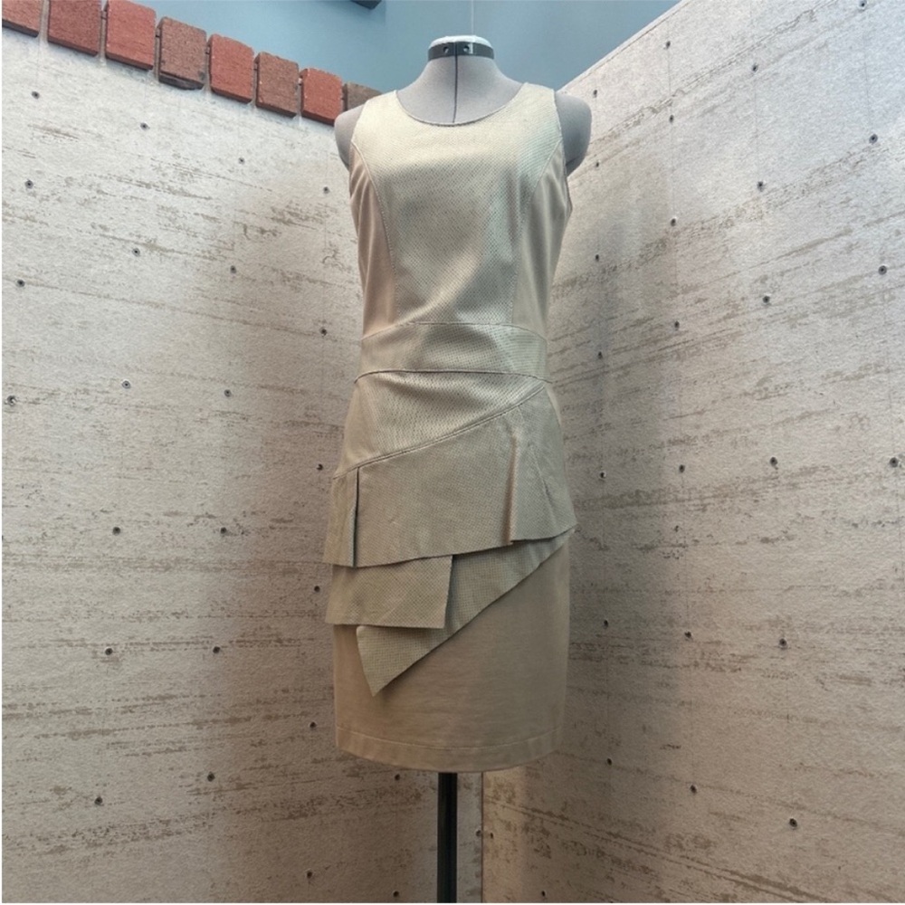 Pink Tartan Beige Asymmetrical leather Dress